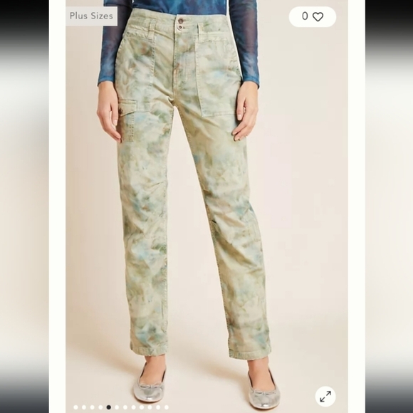 Anthropologie Watercolor The Wanderer Camo Cargo Carpenter Painters Jeans - Picture 2 of 7
